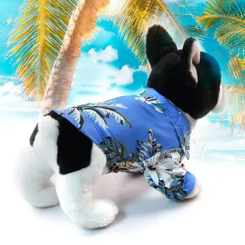 

Pets Summer Coconut Tree Pineapple Print Hawaii Beach Shirt Blouse Dog Clothes Coconut Tree Print with Button Comfortable Wear