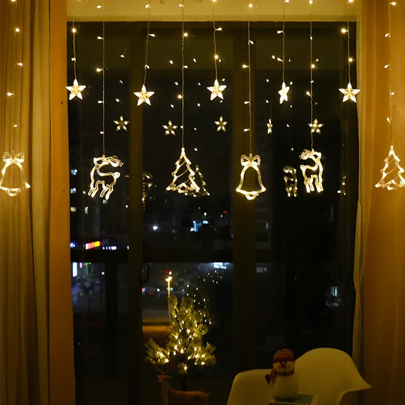 Рождественские украшения для домашний светодиодный светильник лося гирлянда с колокольчиками вечерние декоративное украшение гирлянда для развешивания Рождественский подарок на год 3,5*1 м