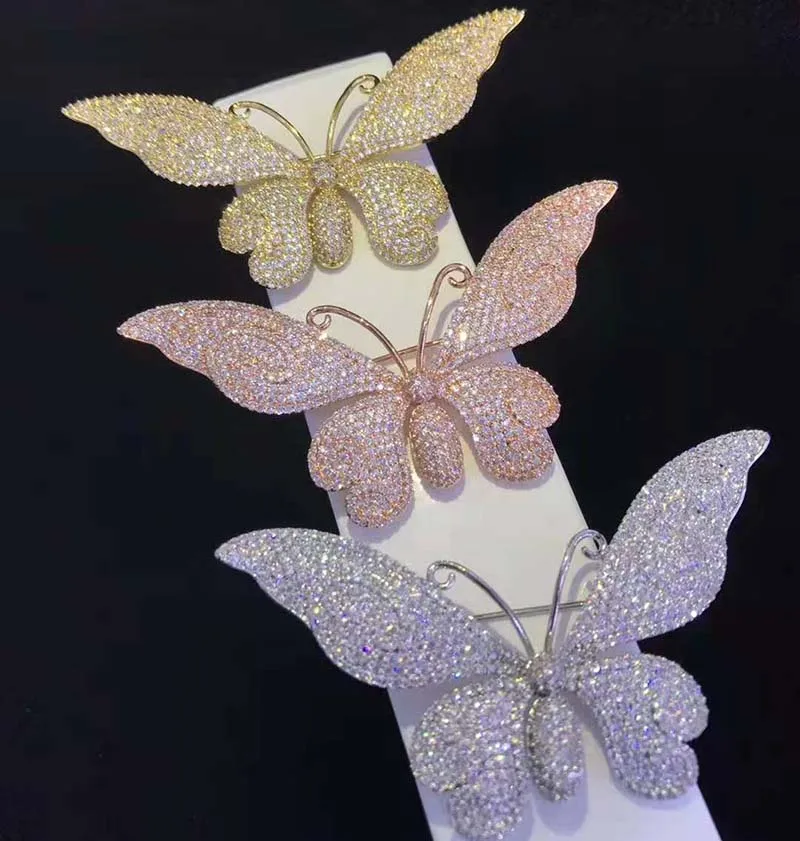 

75x45mm Women's High Quality New winter Butterfly Brooch tassel double accessories winter sweater pin brooch