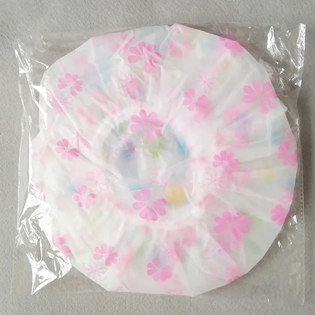 Nők Műanyag Pont Nyomtatás Vastagított Vízálló Zuhanysapka Eldobható, Elasztikus Fürdő Kalap Zuhany Színes Sapka A Fodrászathoz - Image 4