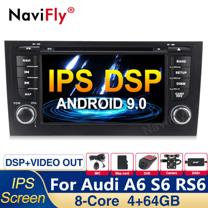 Ips DSP 4G Android 9 0 8 ядерный Автомобильный dvd Радио для Audi A6 S6 RS6 мультимедийный плеер gps
