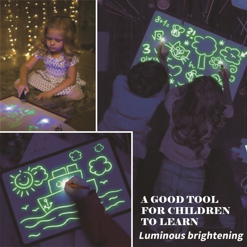 A3/A4/A5 размер флуоресцентный светодиодный доска для рисования детский планшет светящаяся электронная 3D светящаяся доска светильник доска для рисования