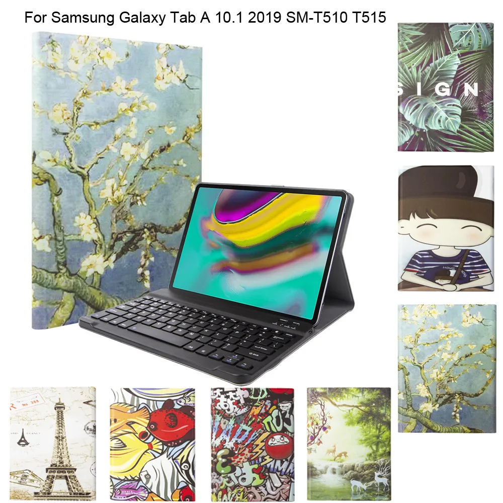 Для Samsung Galaxy Tab A 10,1 SM-T510 T515 Модный чехол с мультяшным принтом с Bluetooth клавиатурой z0905