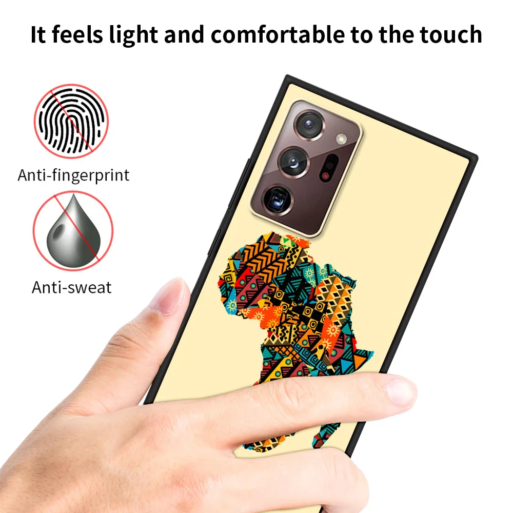Silicone Black Phone Case with Painted Africa Map Design