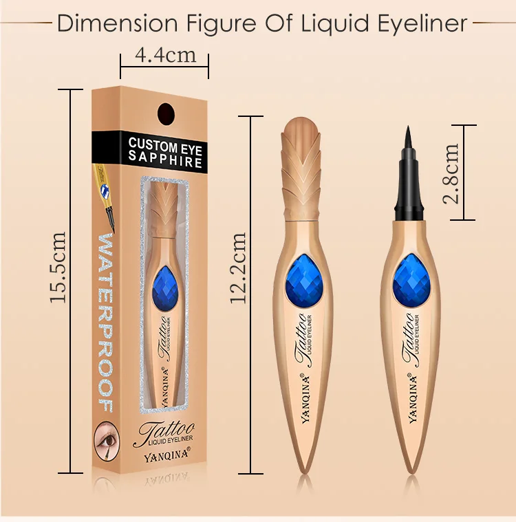 YANQINA карандаш для глаз перо Форма с синим бриллиантом водонепроницаемый Быстросохнущий Черный Цвет Гладкий жидкий карандаш для глаз