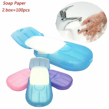 

50Pcs/Box Disposable Mini Soap Paper Washing Hand Travel Soap Paper Washing Hand Bath Clean Scented Slice Sheets Skin Care