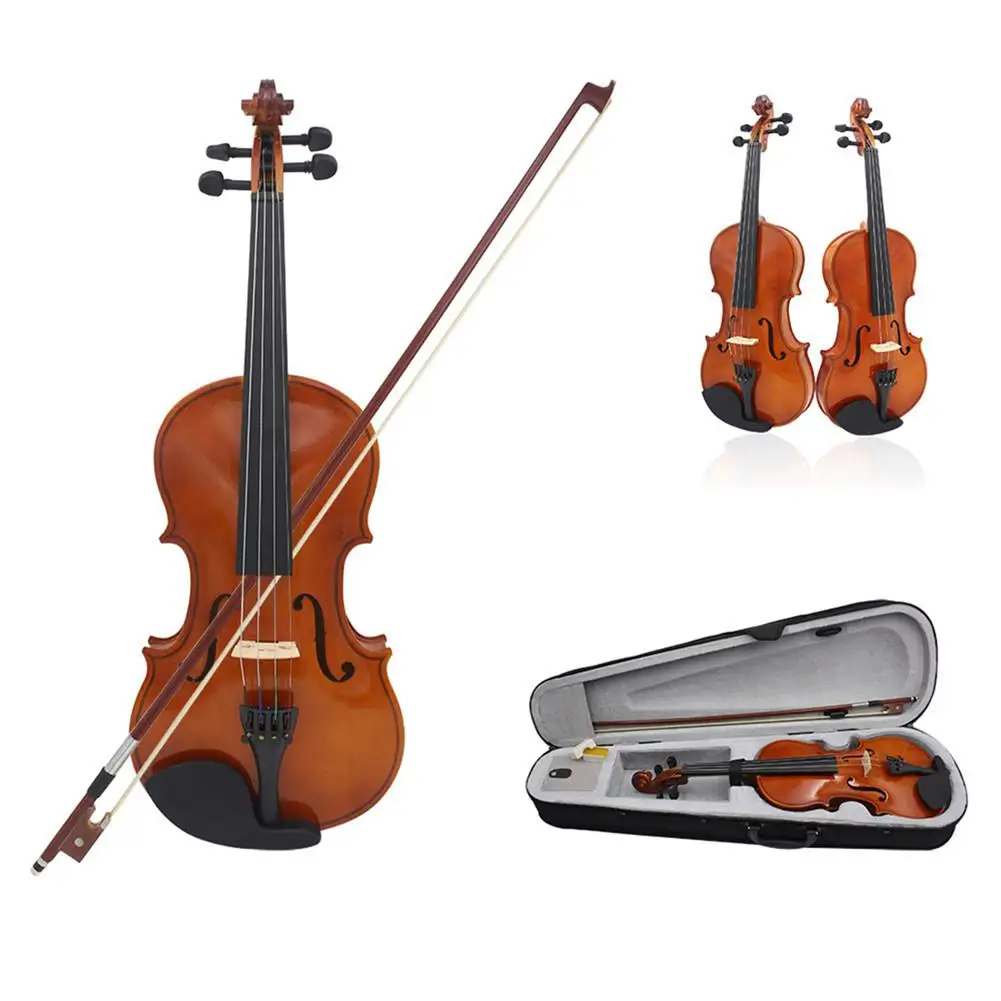 Hoge Kwaliteit Viool Natuurlijke Akoestische Massief Houten Sparren Flame Maple Fineer Viool Fiddle Met Doek Case Rosin Sets