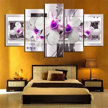 

Decoracion hogar moderno 5pc Canvas Print Painting Canvas Painting Mangnolia Flower Art Wall Pictures Living Room Unframed F1202