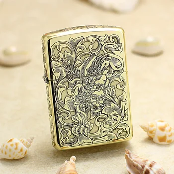

Genuine Zippo oil lighter copper windproof carving brave troops cigarette Kerosene lighters Gift With anti-counterfeiting code
