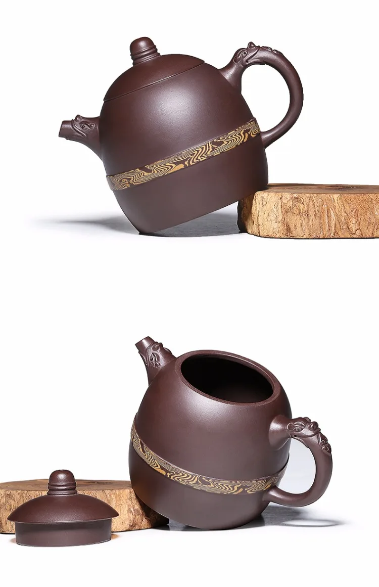 autêntico minério despido roxo argila bule de chá kung fu conjunto o bule