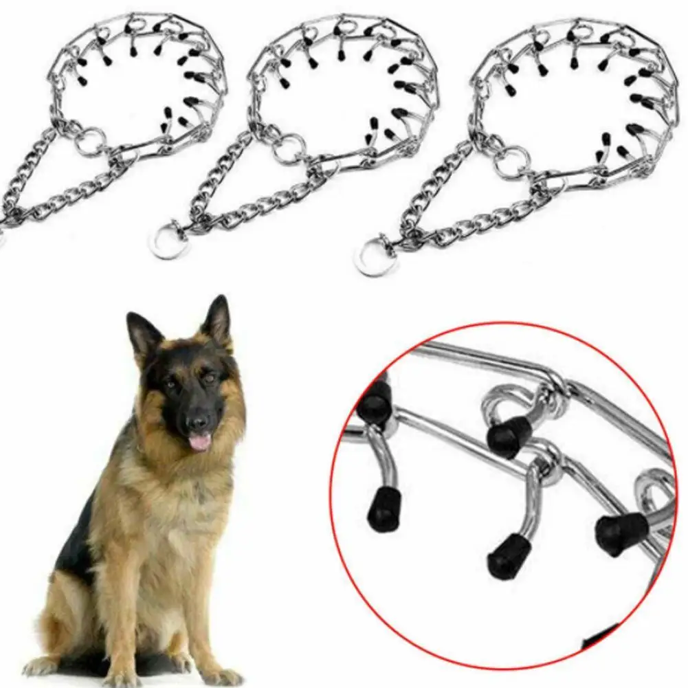 New Metal Steel Chain Dog Training Prong Pinch Adjustable Choke Spike