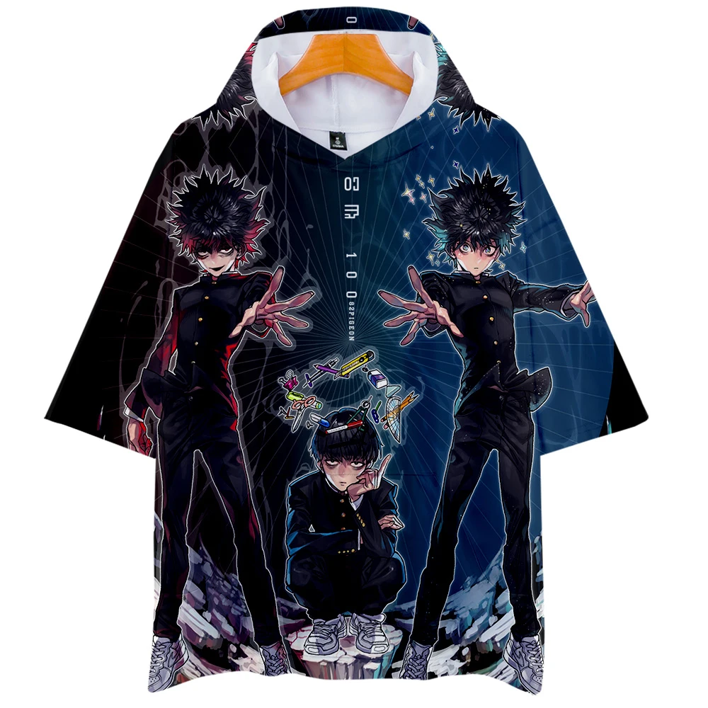 Mob Psycho 100 3D короткие худи футболки с рукавами 2019 Новая летняя мягкая модная