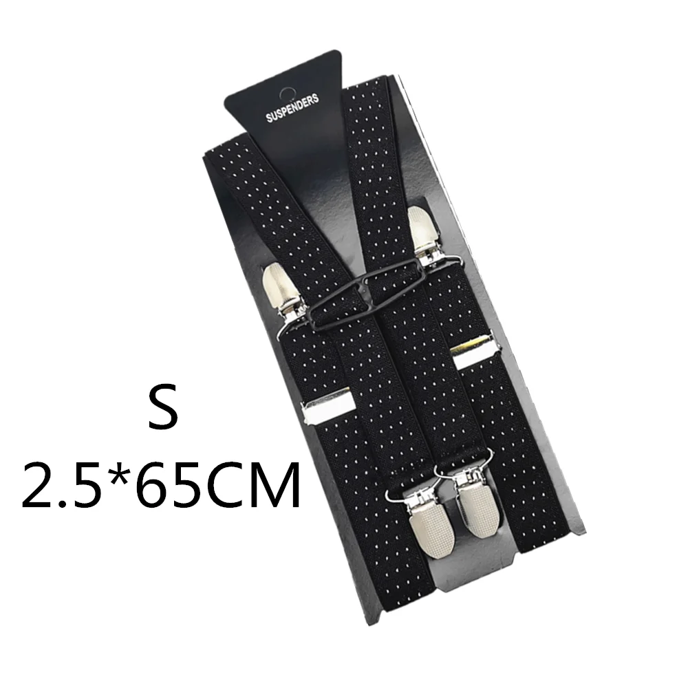 Black dot-65cm 2,5 см ширина, для взрослых и детей, жаккардовые подтяжки в горошек, для мужчин и женщин, эластичные регулируемые подтяжки, подтяжки, свадебная праздничная одежда, подходящая рубашка - Цвет: Black dot-65cm