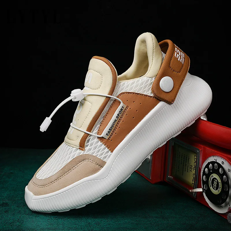 Мужские кроссовки на толстой подошве белые сетчатые в стиле хип-хоп | Обувь