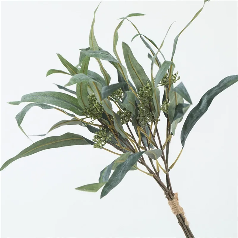 Artificial Eucalyptus Leaf Spray Branch Wedding Party Home Decor DIY Fake Flower arrangement plant White/Red/Gray Green