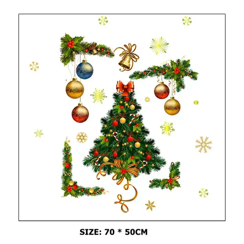 DIY Merry Christmas Wall Sticker Showcase Home Window Glass Sticker Santa Claus Christmas Tree Wall Stickers Natal Navided
