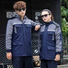 Зимняя рабочая одежда из хлопка, Мужская Толстая защитная одежда, ветрозащитная хлопковая куртка со съемной подкладкой, Рабочая Униформа, одежда