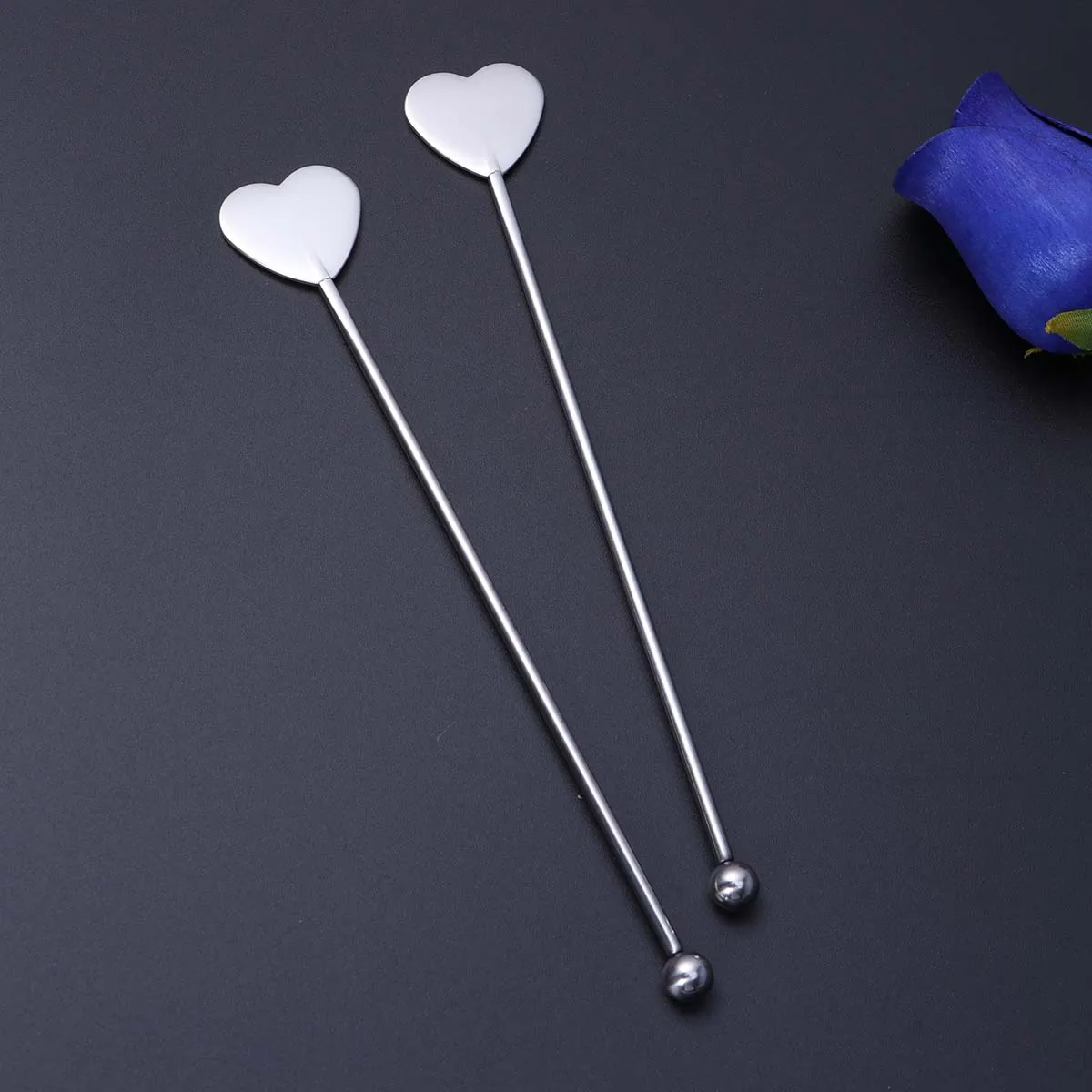 Cocktail Skewers 5 Pcs Heart-shaped and Round Bead Martini Picks Cocktail Pick Set Fruit Stick Stirring Stick