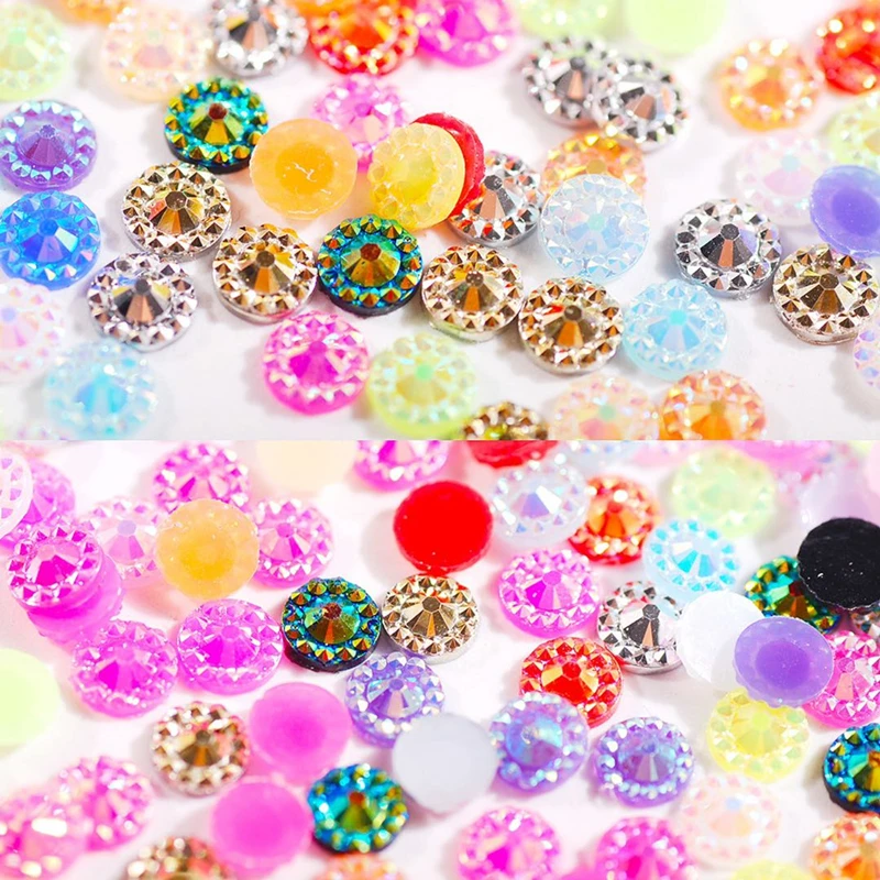 해바라기 네일 라인석, 4mm/5mm/6mm, 콘 꽃면 처리 젤리, AB 레진 크리스탈 플랫백 천 장식, 핫픽스 라인석