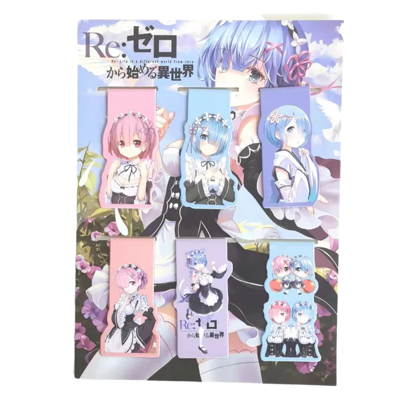 6pcs re zero kara hajimeru isekai seikatsu anime magnetic bookmark magnet bookmark child student kawaii gift bookmarks office aliexpress education office supplies