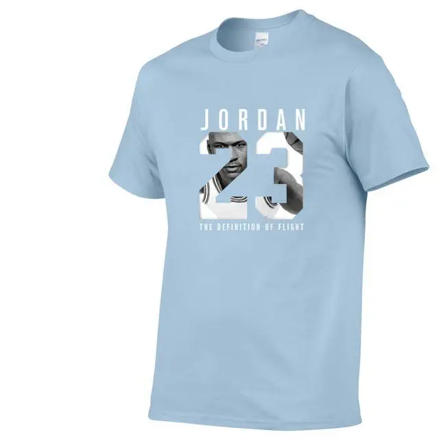 Новая брендовая одежда Jordan 23 Мужская футболка Swag Хлопковая мужская футболка с принтом Homme fitness Camisetas хип-хоп Футболка - Цвет: Light blue 76