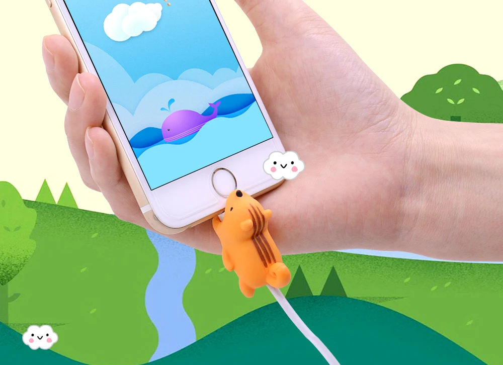 CHIPAL Симпатичные животные кабель протектор для iPhone USB данных мультфильм укусы провода намотки кукольный Органайзер чомперы держатель телефона аксессуар