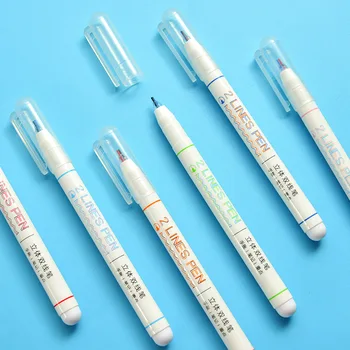 

Creative Double line water ink Red Blue color tip Art Marked pen drawing liner scrapbooking 0.5mm Stationery Office School