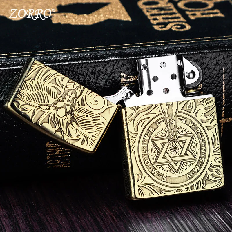 Kerosene lighter lighter copper pure creative guardian angel retro wheel personality lighter male give boyfriend