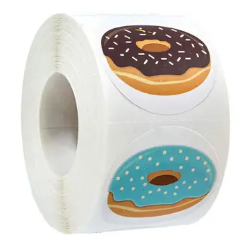 

500pcs/roll 8 Delicious Design Donut Stickers 1inch Creative Seal Labels Scrapbooking Luggage Stationery Stickers For Children
