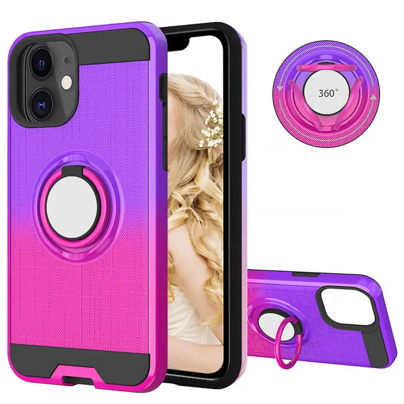 360 магнитный чехол для телефона с кольцом на палец для iPhone 11 Pro Max XR XS Max 8 7 6 6S Plus противоударный градиентный Магнитный чехол для iPhone 11 - Цвет: T6
