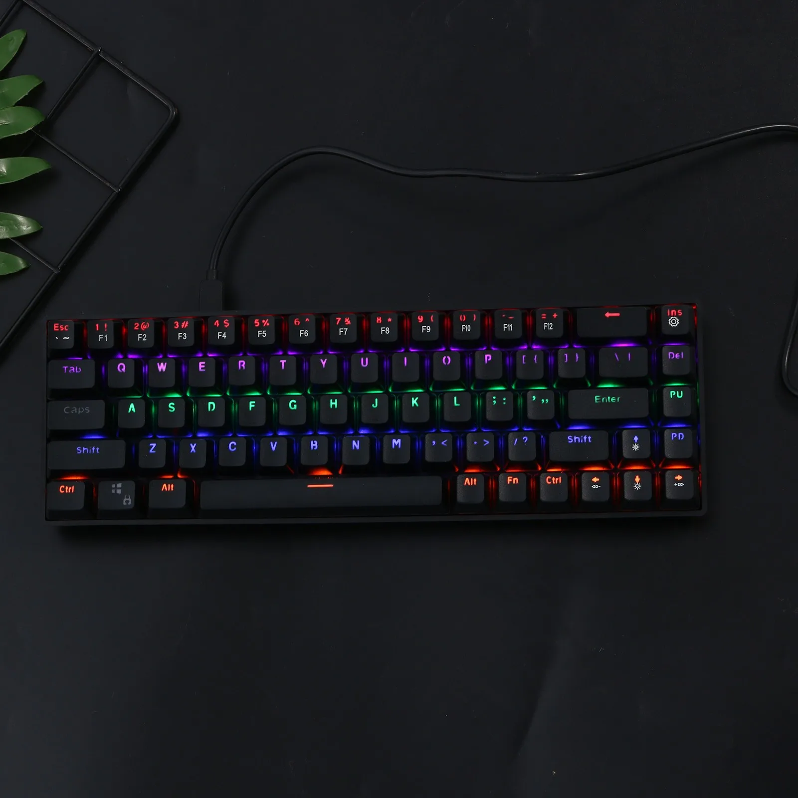 Механическая игровая Проводная клавиатура Dk68e 68 клавиш Rgb светодиодная подсветка