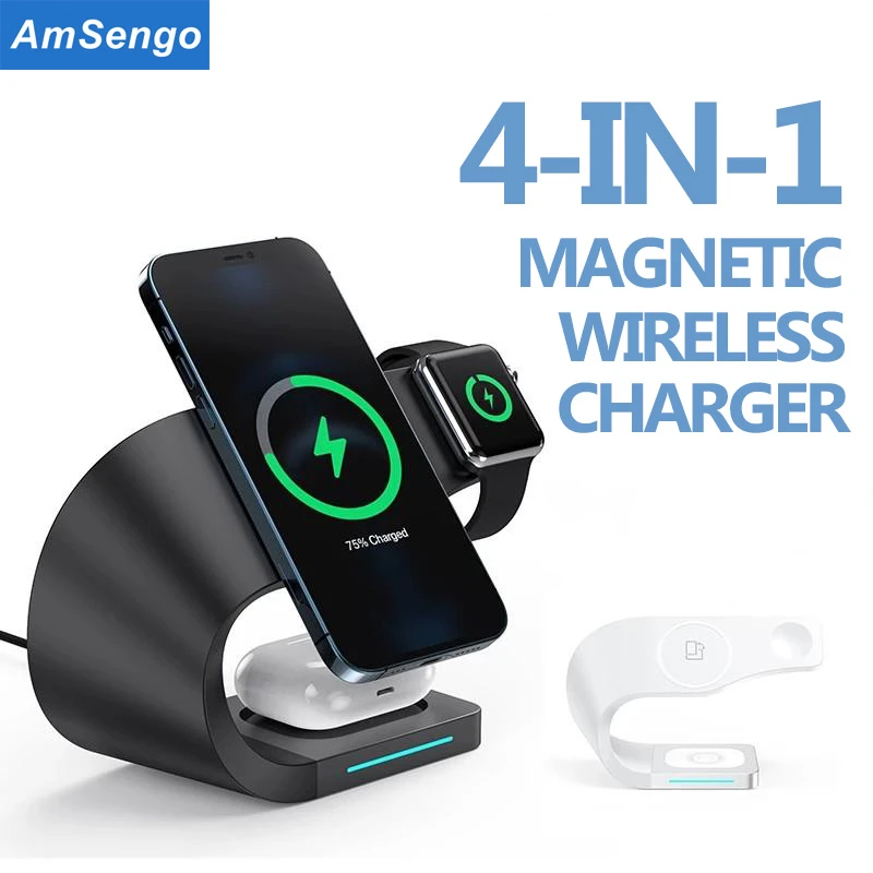 15W Fast Magnetic Wireless Chargers Dock For iPhone 13 13Pro 12Pro Max 4 in 1 For Airpods Pro iWatch SE 6 5 4 3 Charging Holder usb quick charge 3.0