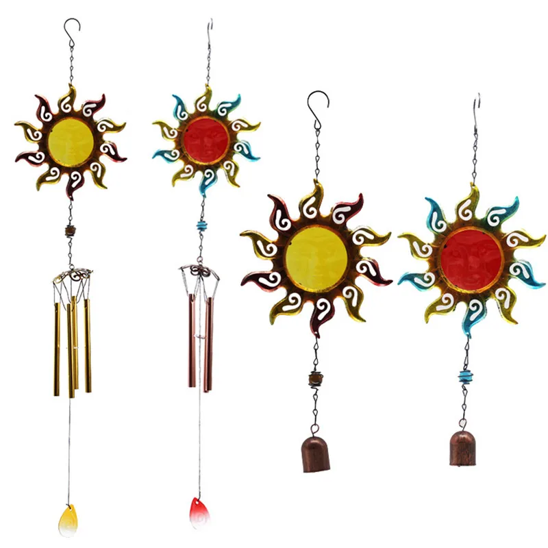 

Wrought Iron Wind Chimes Glass Fireball Ornaments Pendant Wind Chimes Pipe Bells Home Decor Garden Balcony 1Pc