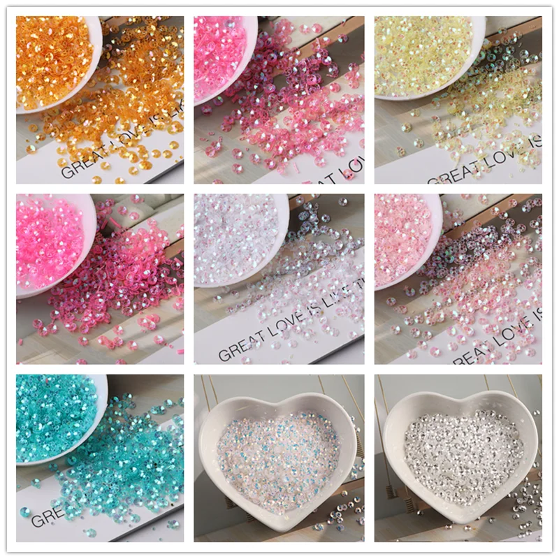 Sequin Embroidery Accessories Sequin Sewing Accessories Sequins for Crafts Sequins Accessories 10g Size 3-4mm Transparency Cup Glistening Loose Sequins DIY Sewing Wedding Paillettes Craft Garment Bag Nail Art Accessories