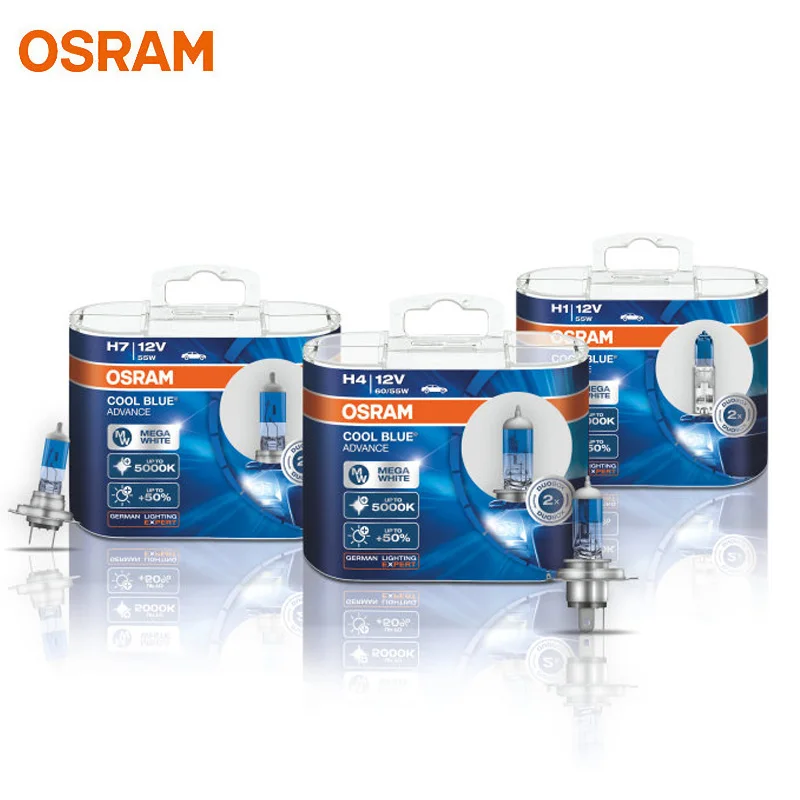 Галогенные лампы OSRAM H7 H3 H4 H11 Cool Blue Advance H9 H1 9005 9006 HB3 HB4 12 в 5000K Mega White противотуманные