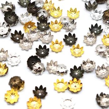 

200pcs Metal Vintage Silver Plated mixed Flower End Beads Caps Charms Beadwork Craft Bead Caps For Jewelry Making