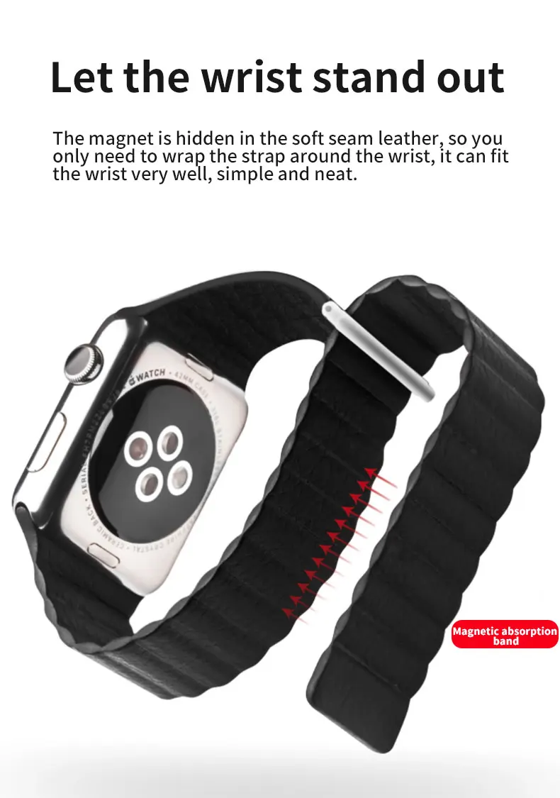 Ремешок для часов из натуральной кожи 38 мм 40 мм 42 мм 44 мм подходит для Apple iwatch серии 5 4 3 2 кожаный магнитный браслет с петлей