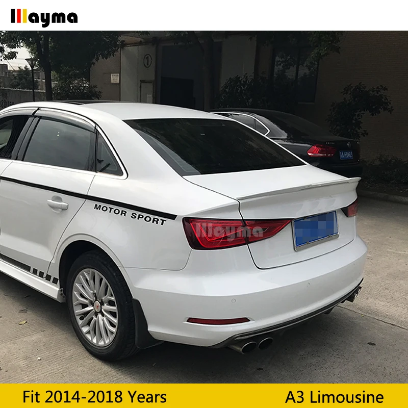 V Стиль ABS задний спойлер на багажник для Audi A3 8 лимузин Sline S3 2014 2018 год блеск белого