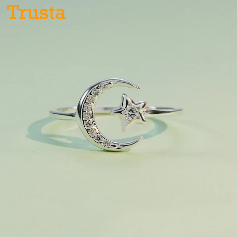 Trusta, новинка,, 925 пробы, Настоящее серебро, модные женские кольца с 2 звездами, размер 5, 6, 7, прекрасный подарок для девочек, девушек-подростков, DS587