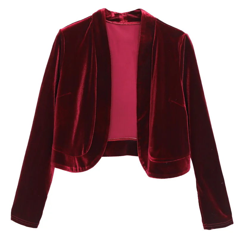 Crop Jacket Women Fall Jacket For Women Long Sleeve Cropped Velour