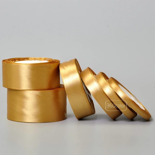 25 Yard Gold Silk Satin Ribbon Christmas Wedding Gift Wrapping Style  Decoration