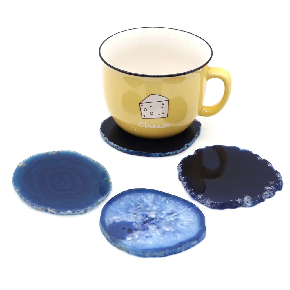 

Natural Stone Agate Slice Coasters Placemats Round Heat Resistant Table Tea Coffee Cup Pad Non-slip Cup Mat Insulation Pad