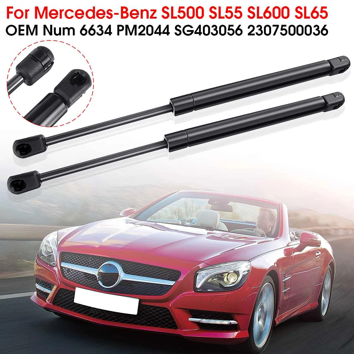 2 Front Hood Lift Support Struts For Mercedes SL500 SL600 SL55 SL65 AMG (2003-2008) - Pair