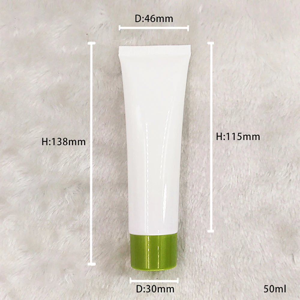50ml Белый тюбик для косметики с белой/черной/зеленой Вращающейся Крышкой
