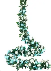 Elegant 2-Piece Rose Vine Garland Set for Wedding and Home Decor (Blue)