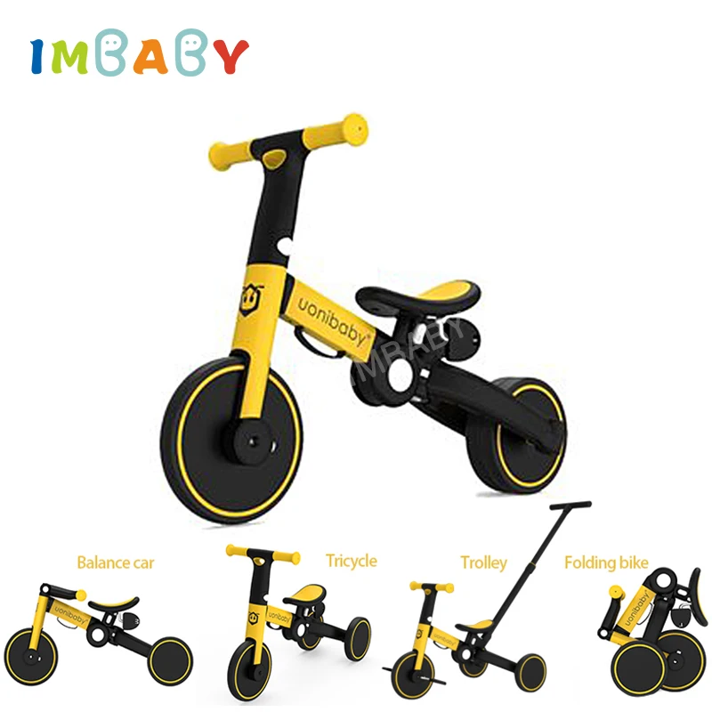 

IMBABY Child Balance Bike Infant Tricycle Kick Scooter Newborn Bicycle Folding Stroller Toddler Trike Trolley Gift for 1-6Y Kids