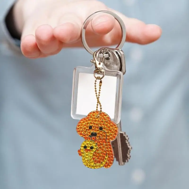 4 шт. DIY брелок для ключей с алмазной собачкой, специальный полный набор для женщин, сумка для ключей, алмазная живопись, крест, комплект