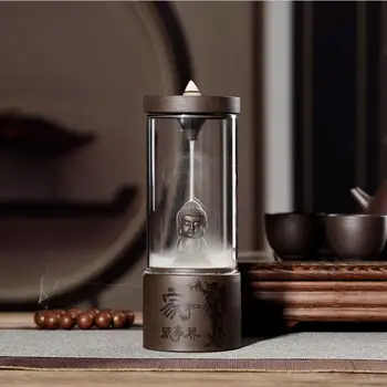 

Ackflow Incense Burner Creative Decoration Home Vibrato Home Glass Windproof Aromatherapy New Agarwood Ceramic Purple Sand