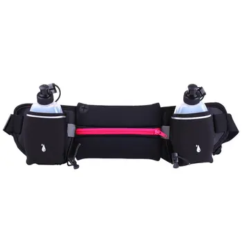 

Fitness Running Waist Bag Phone Pouch Kettle Holder Neutral Nylon Double Water Bottle Pack Pocket Waist Belt Band Adjustable