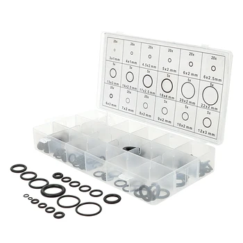 

NICEYARD 18 Sizes Washer Seals 225Pcs Black Rubber O Ring With Plactic Box Watertightness Assortment Kit